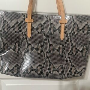 Consuela Tote- Gray Snake Print Tote Bag